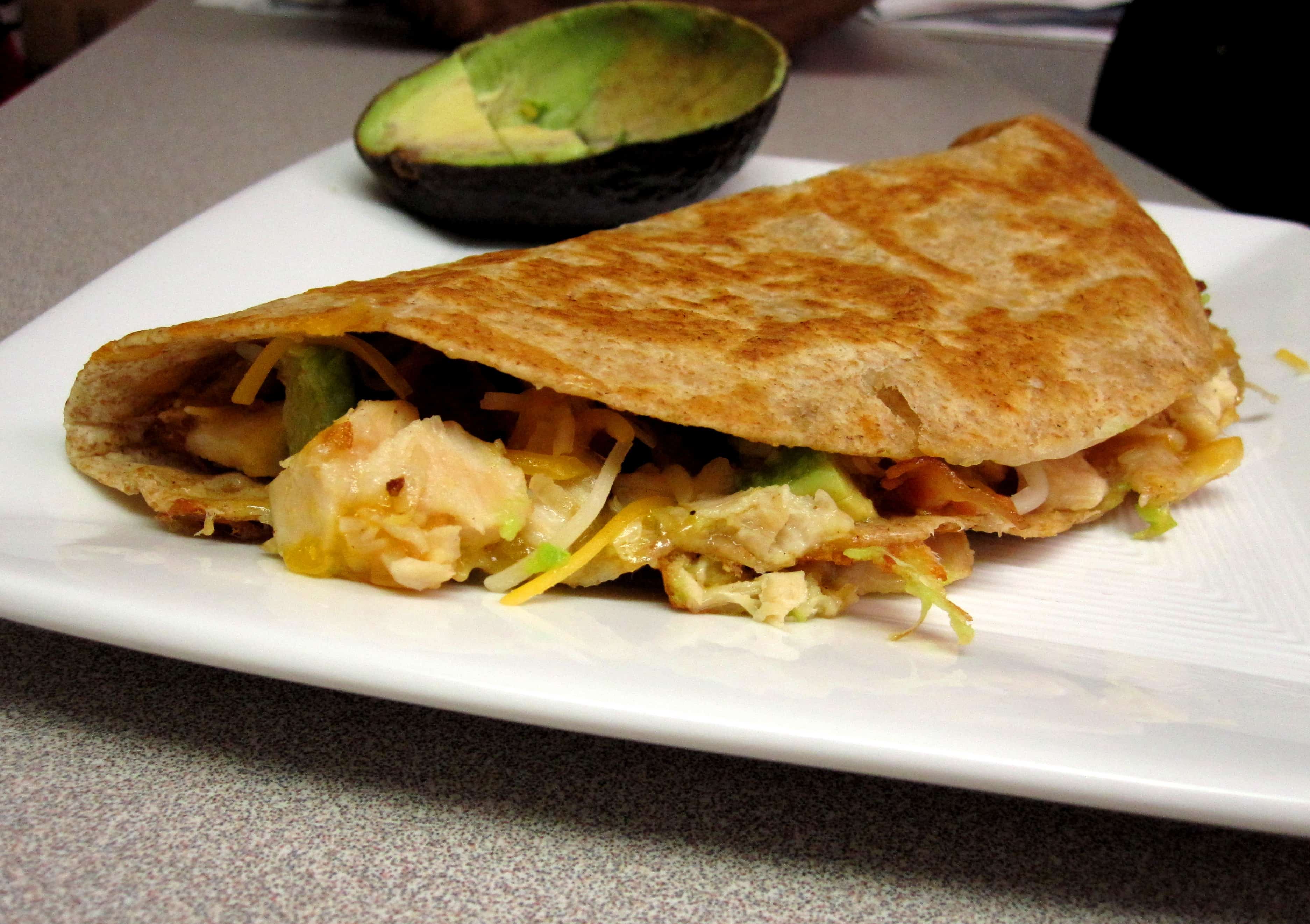 Cheesy Chicken, Bacon & Avocado Quesadillas The Spiffy Cookie