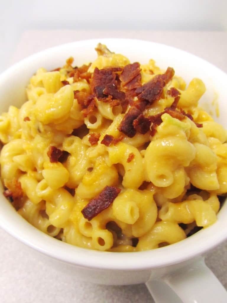 Butternut Squash Mac and Cheese with Caramelized Onions, Bacon, and