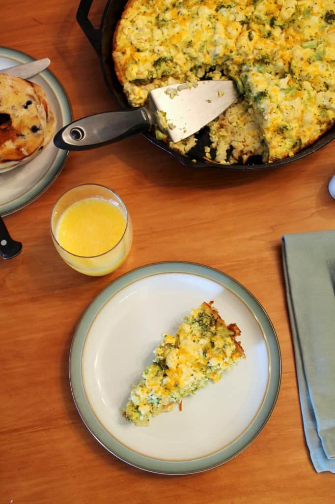 Broccoli and Cauliflower Quiche with Hash Brown Crust The Spiffy Cookie