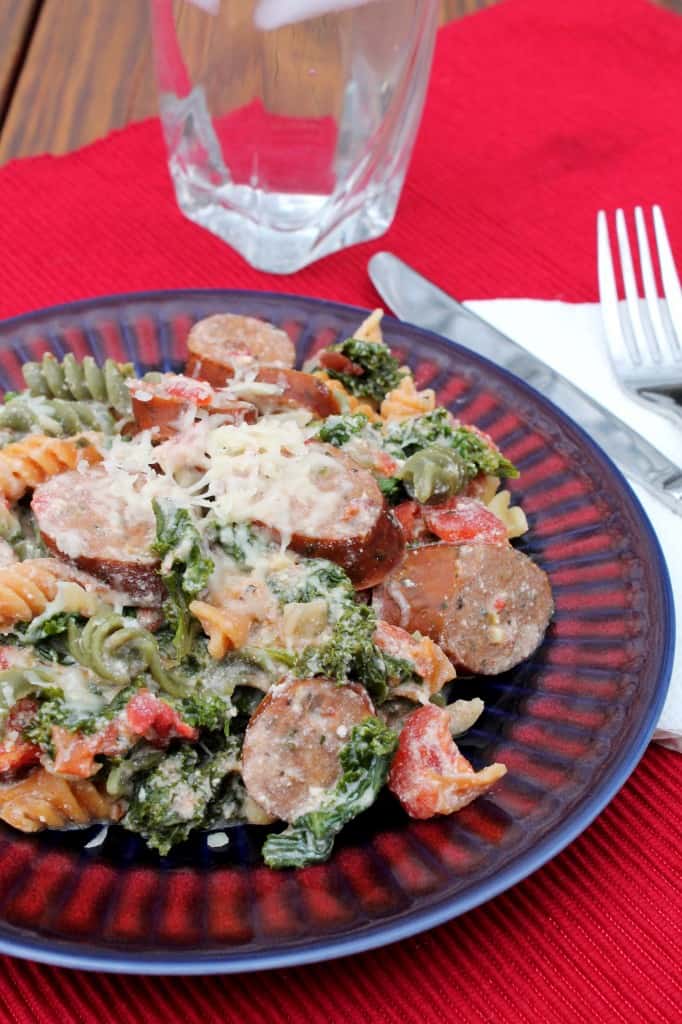Creamy Chicken Sausage and Kale Pasta The Spiffy Cookie