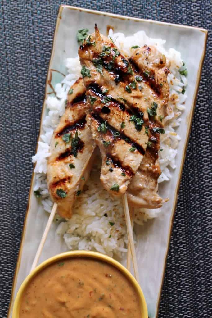Chicken Satay with Spicy Peanut Sauce & CoconutGinger Rice The Spiffy Cookie