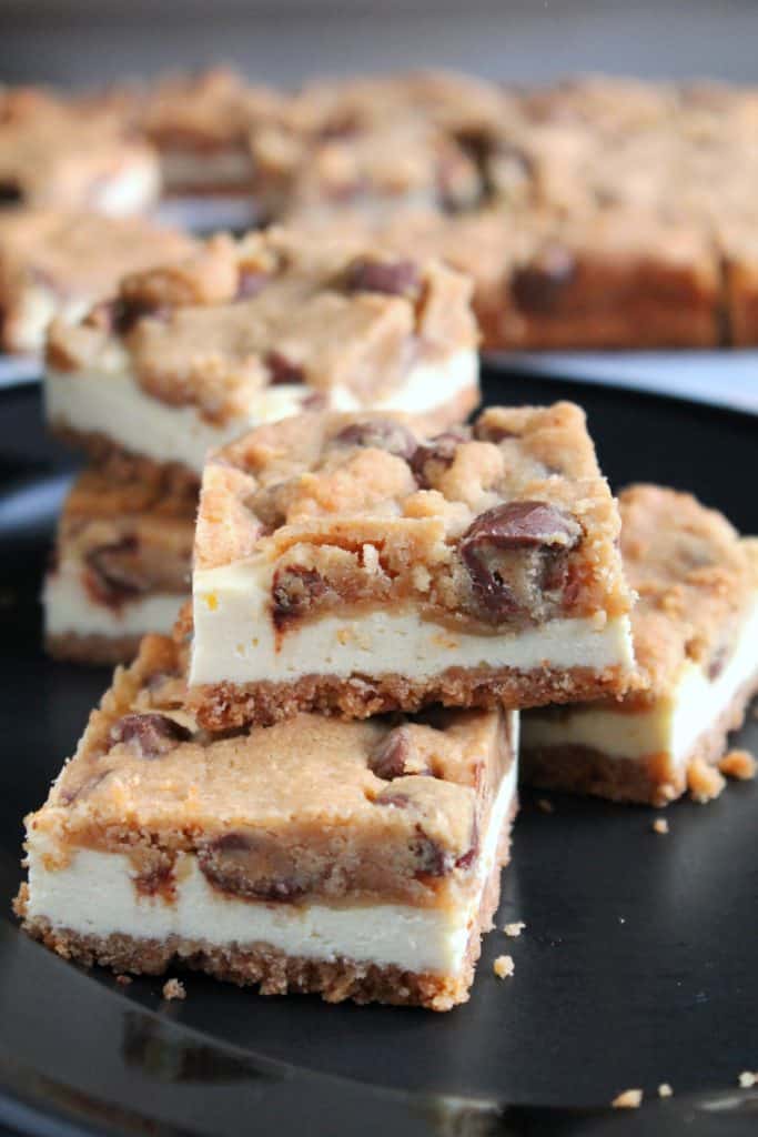 Peanut Butter Cup Cookie Dough Cheesecake Bars The Spiffy Cookie