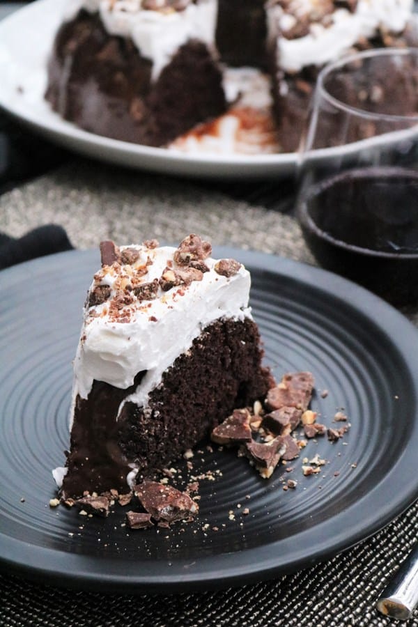 Devil's Food Cake with Nutella and Whipped Cream