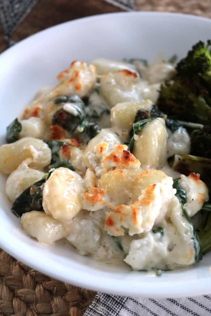 Gnocchi with Goat Cheese and Spinach.