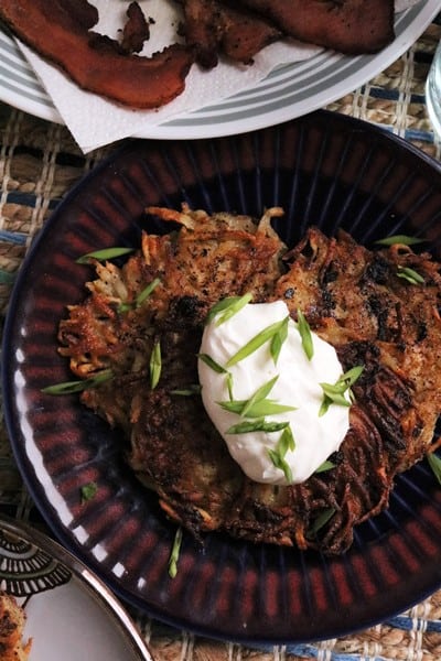 Homemade Latkes with Sour Cream