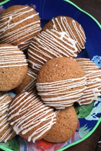 Iced & Spiced Applesauce Cookies on a plate.