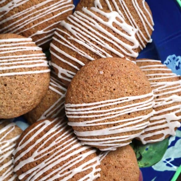 Iced & Spiced Applesauce Cookies on a plate.
