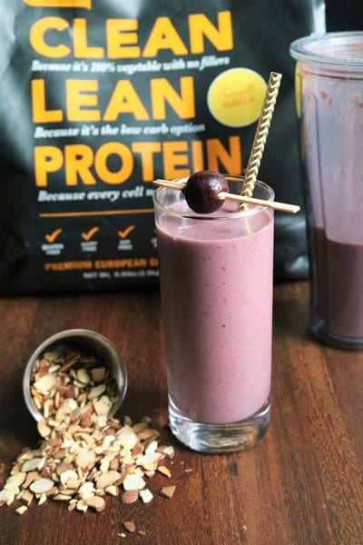 Black Cherry Vanilla Almond Smoothie with Nuzest Protein Powder