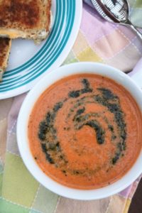 Creamy Tomato Bisque with Pesto #pesto #tomatosoup
