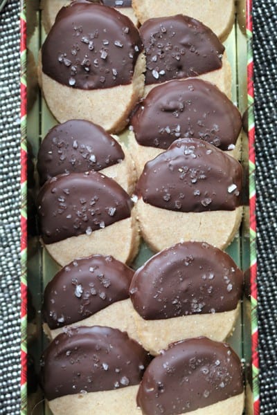 Dark Chocolate Dipped Orange Spice Shortbread #holidaybaking #cookiemonster