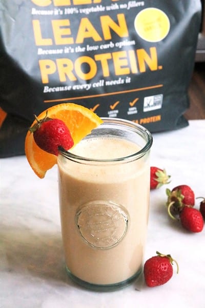 Orange Strawberry Banana Smoothie with Protein Powder