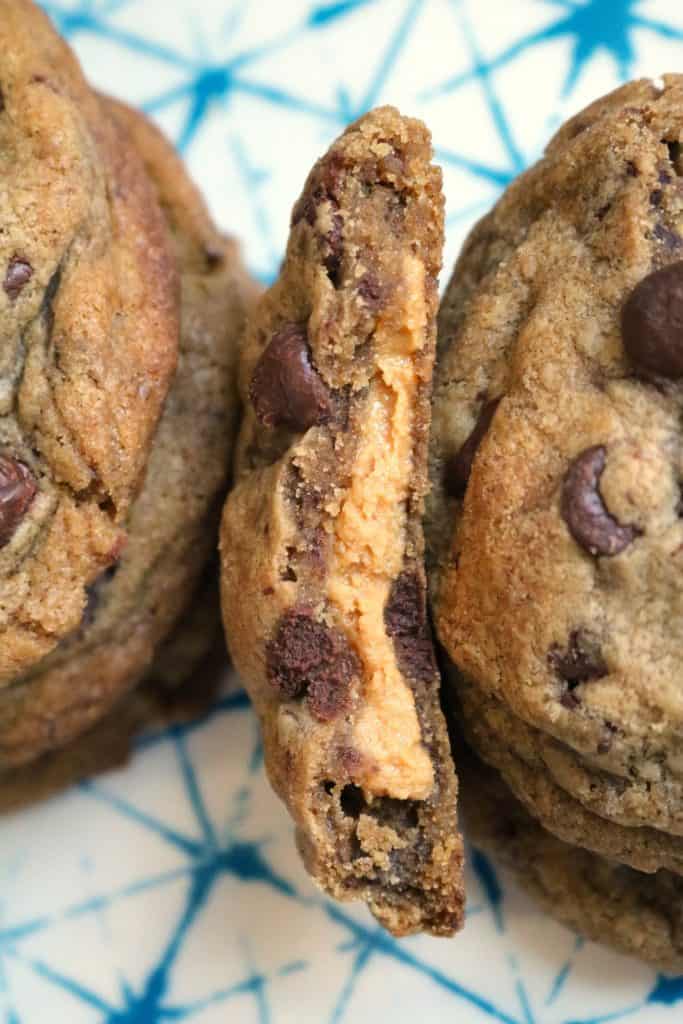 Peanut Butter Inside Chocolate Chip Cookies
