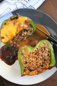Stuffed Green Bell Pepper Cross Section