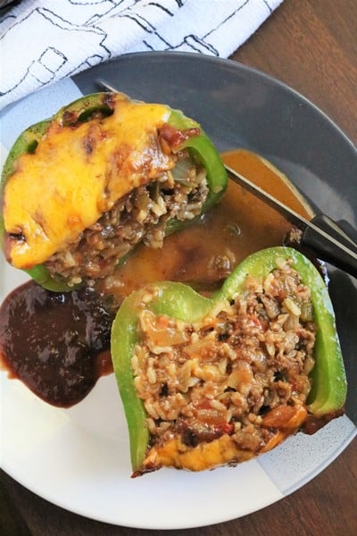 Stuffed Green Bell Pepper Cross Section