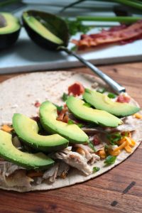 Cheesy Chicken, Bacon & Avocado Quesadillas.