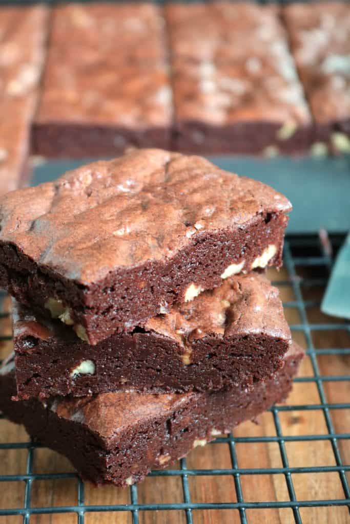 Cocoa Brownies with Browned Butter and Walnuts.