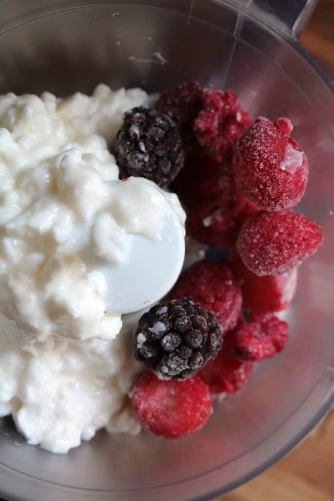 Creamed Berry Cheese Spread in Food Processor.
