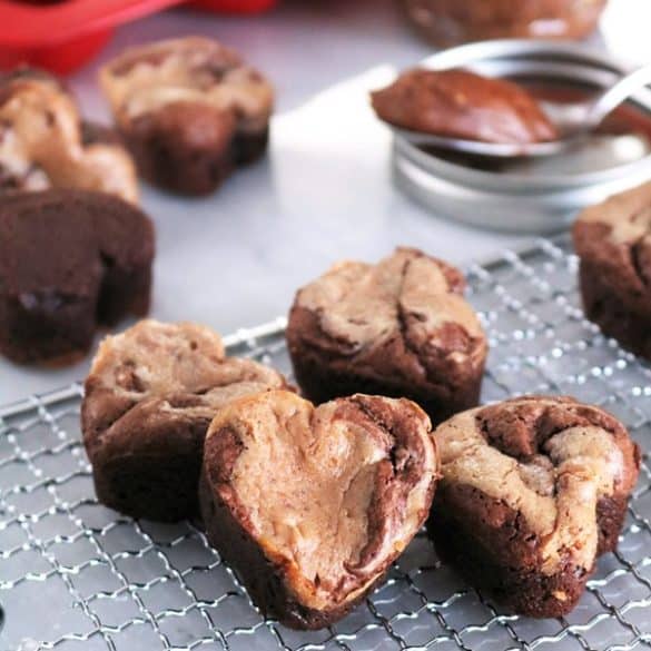 Heart-Shaped Nutella Cream Cheese Swirl Brownies