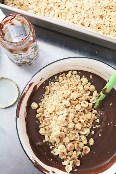 Nutella Rice Krispie Treats with Hazelnuts