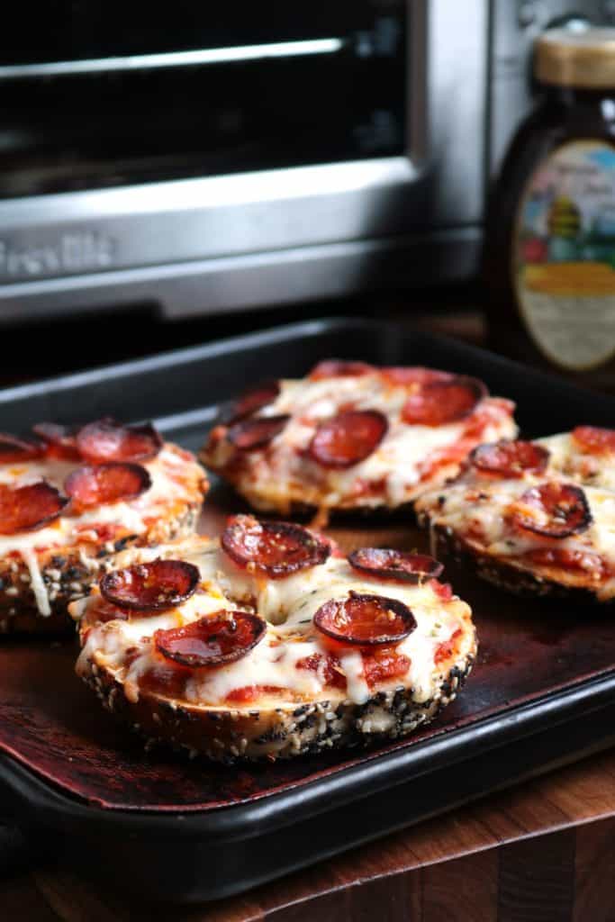 Pizza Bagels in Toaster Oven.