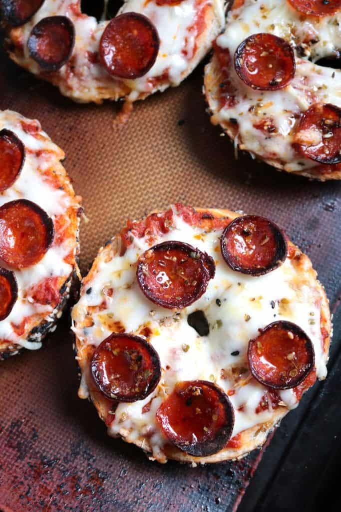 Easy Homemade Pizza Bagels.