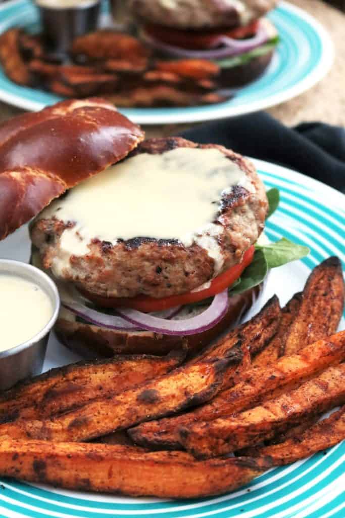 Apple Maple Turkey Burgers with Maple-Dijon Sauce.