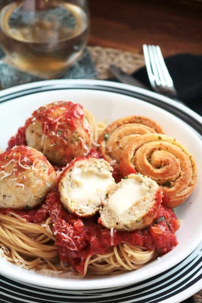 Baked Chicken Parmesan Meatballs.