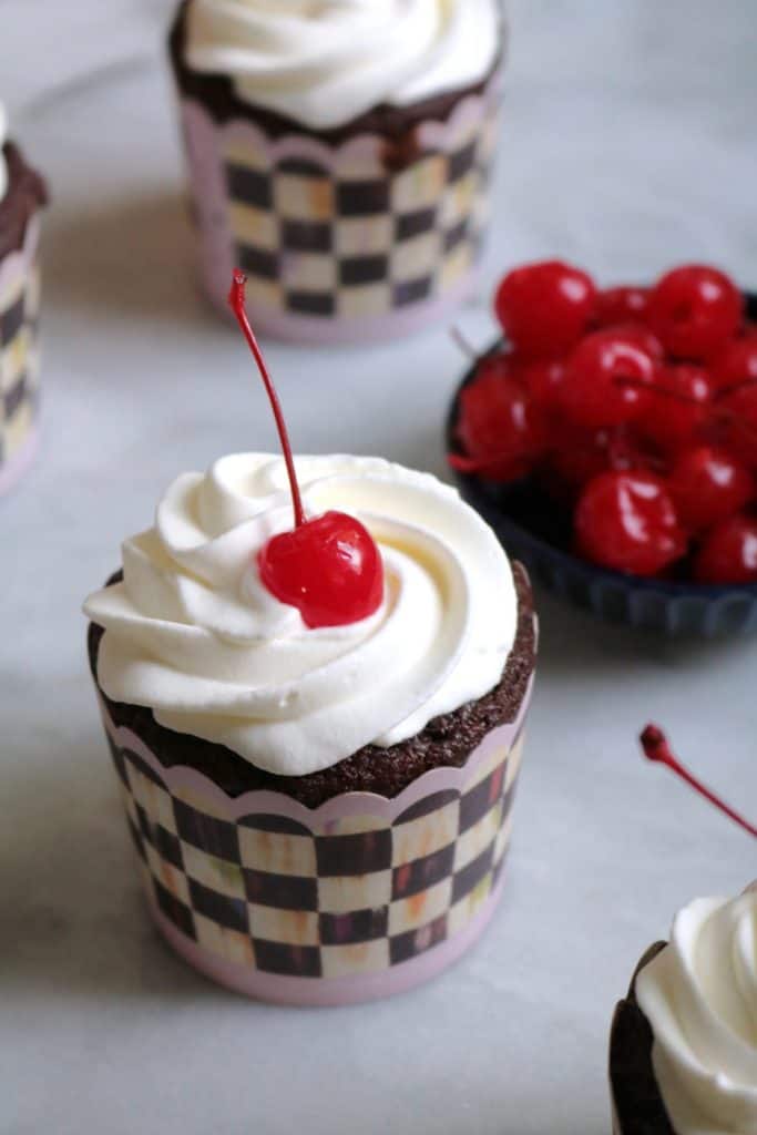 Black Forest Stuffed Cupcake Recipe.