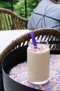Cake Batter Smoothie with Sprinkles.