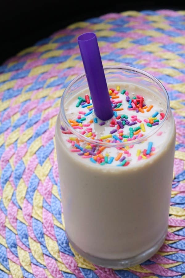Cake Batter Smoothie with Sprinkles.