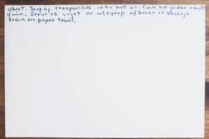 Mom's Corn Fritter Recipe Card Directions Continued