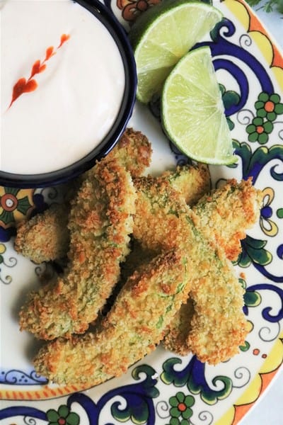 Oven-Fried Avocado Fries with Lime Sriracha Mayo