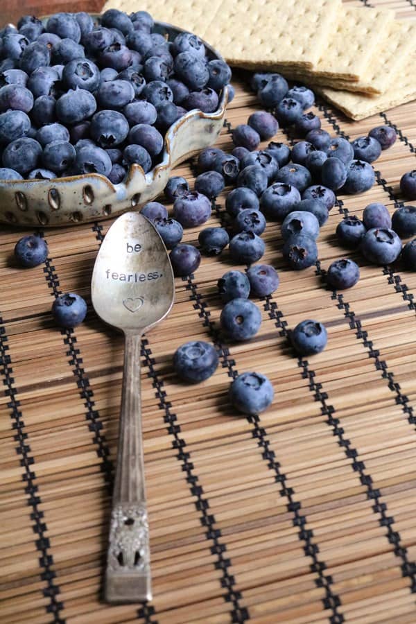 "Be Fearless" Spoon with Blueberries