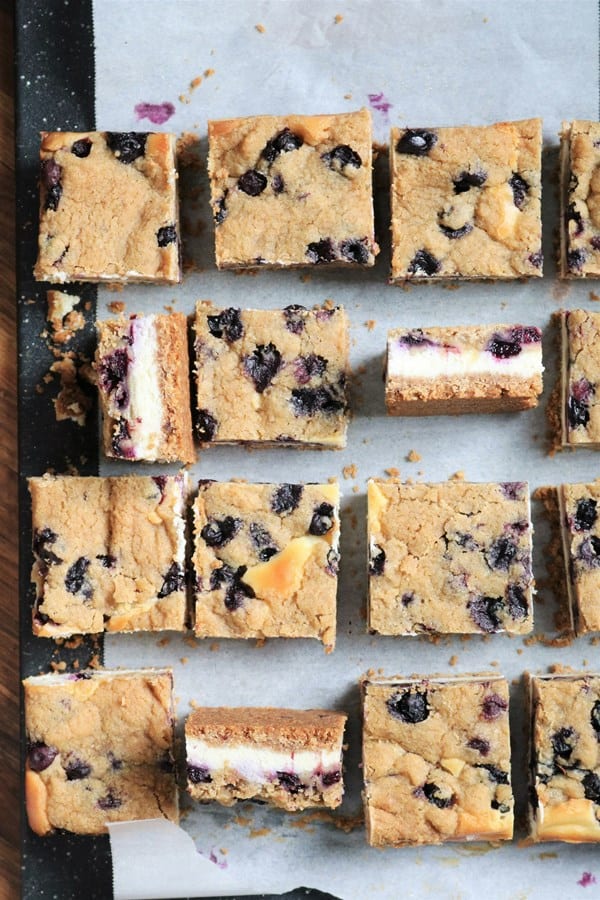 Fresh Blueberry Blondie Cheesecake Bars