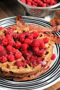Nutella Waffles with Fresh Raspberry Syrup