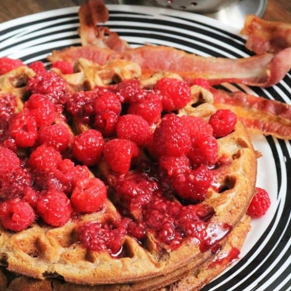 Nutella Waffles with Fresh Raspberry Syrup