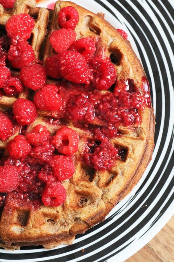 Nutella Waffles with Homemade Raspberry Syrup