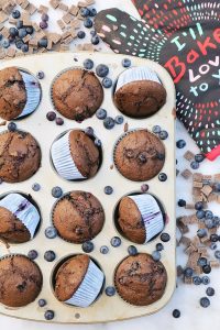 Dark Chocolate Blueberry Muffins