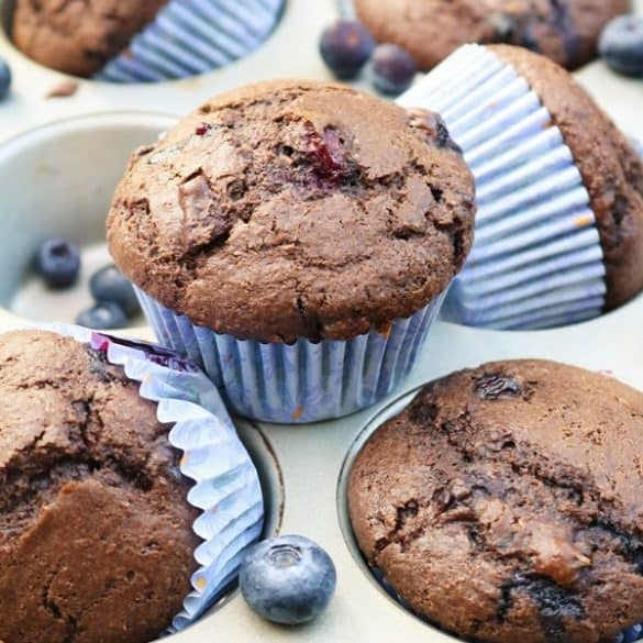 Homemade Dark Chocolate Blueberry Muffins