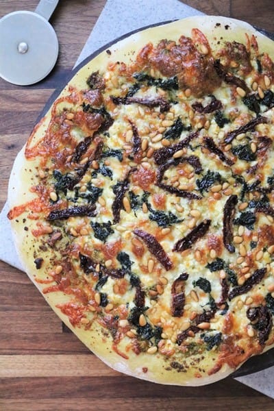 Feta, Spinach, Sun-Dried Tomato and Pine Nut Pizza 1