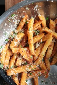 Garlic parmesan fries with frozen fries.