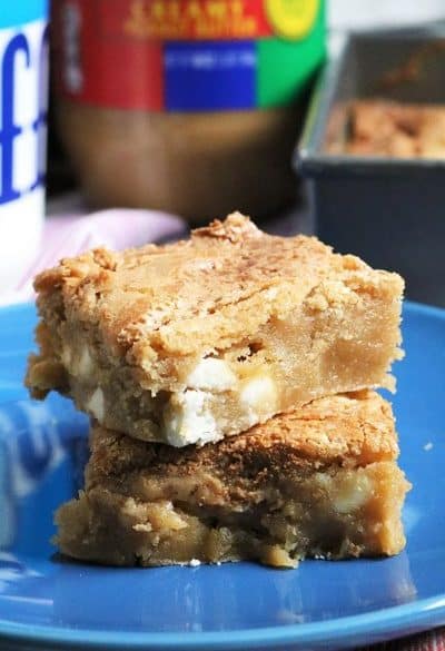 Fluffernutter Blondies with White Chocolate Chips
