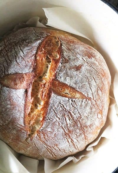Rustic Sourdough Bread Baked in a Dutch Oven