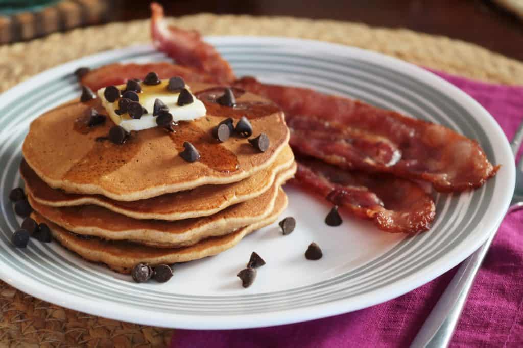 Oatmeal Cookie Pancakes with Bacon.