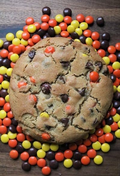 Giant Reese's Pieces Peanut Butter Cookie for One #thespiffycookie #singleserving