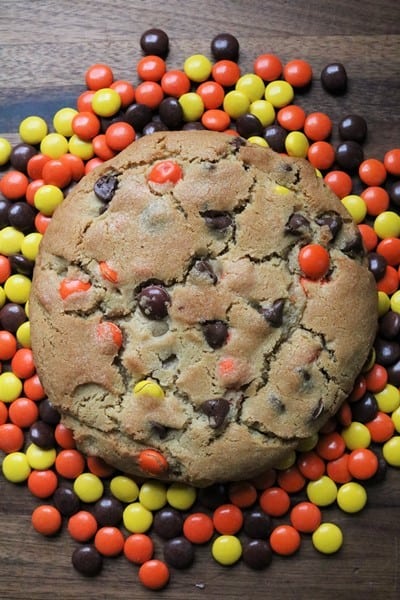 Giant Reese's Pieces Peanut Butter Cookie for One #thespiffycookie #singleserving