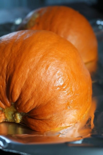 Roasting a pumpkin for homemade puree