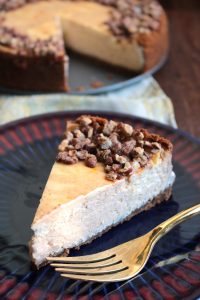 Slice of Pumpkin Swirl Cheesecake.