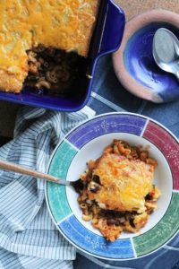 Cheddar Chili Cornbread Pasta Bake
