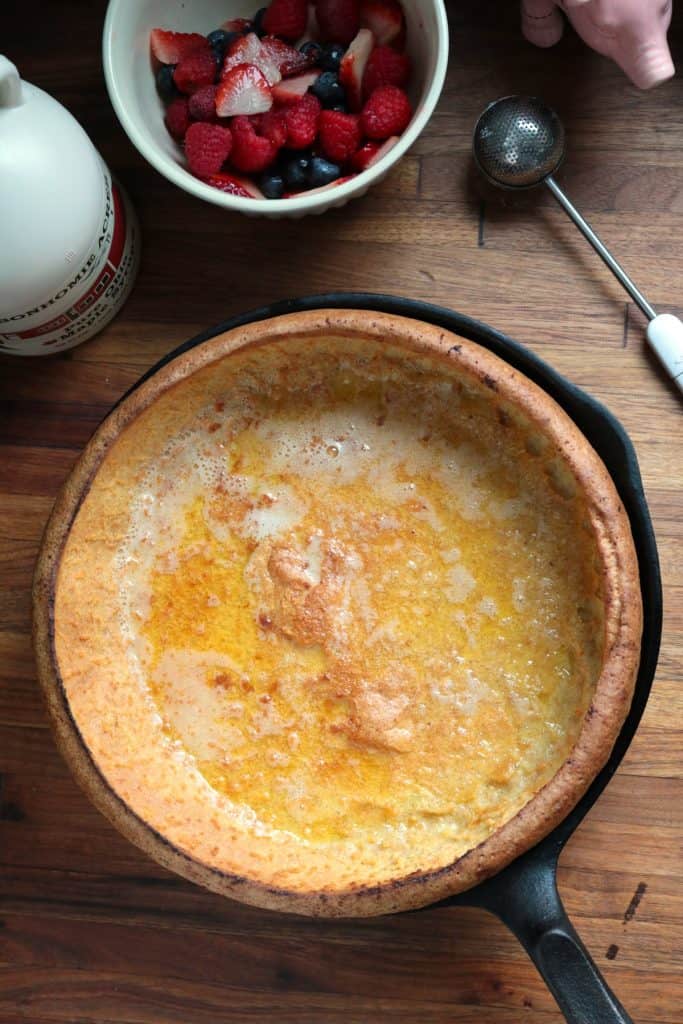 How to make a Dutch Baby German Pancakes in a Cast Iron.